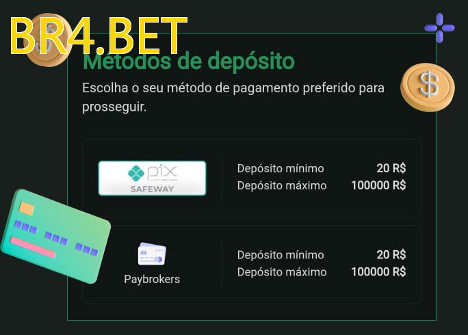 O cassino BR4.BETbet oferece uma grande variedade de métodos de pagamento